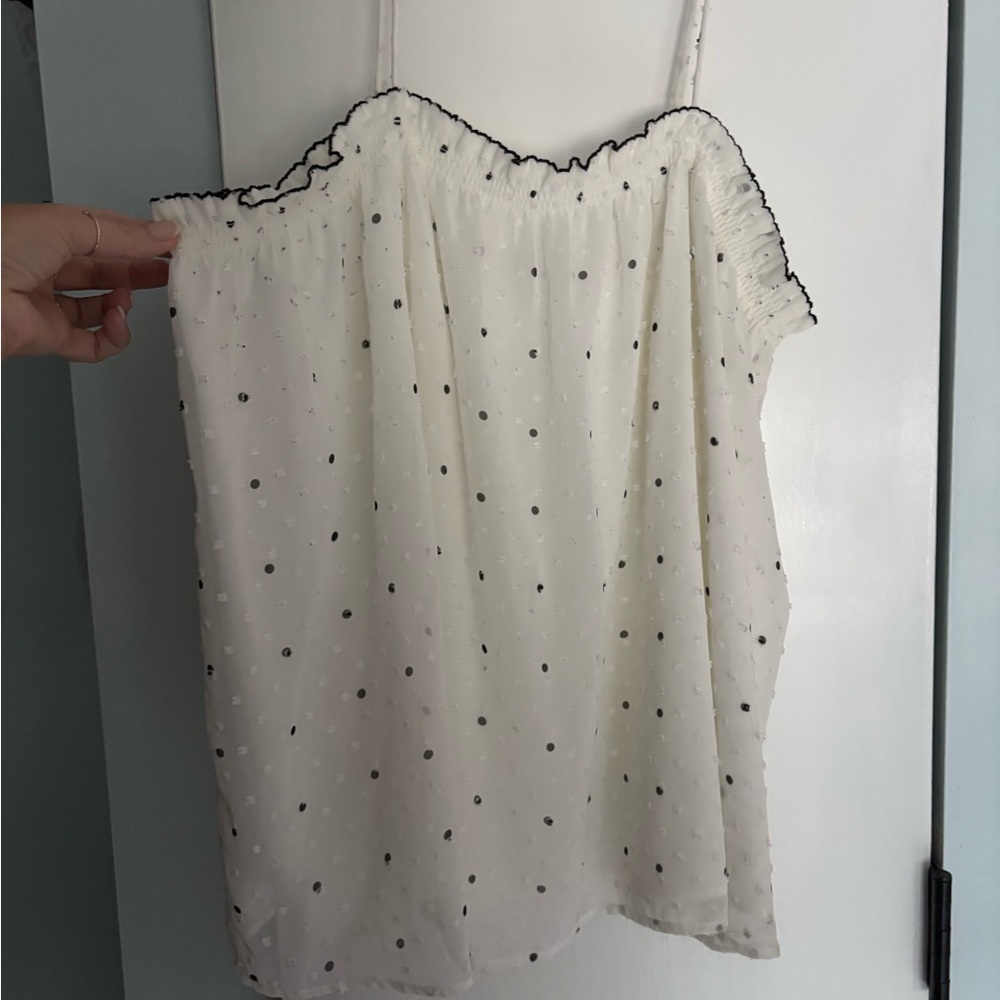 LOFT Ivory Blouse with Black Accents